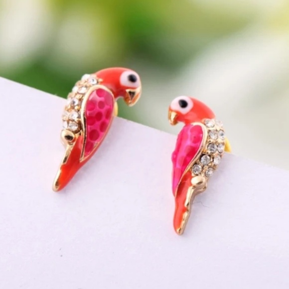 pair of love birds earrings Jewelry - Pair of Love Birds Earrings Tiny Studs Crystals pair of love birds earrings Jewelry - Pair of Love Birds Earrings Tiny Studs Crystals